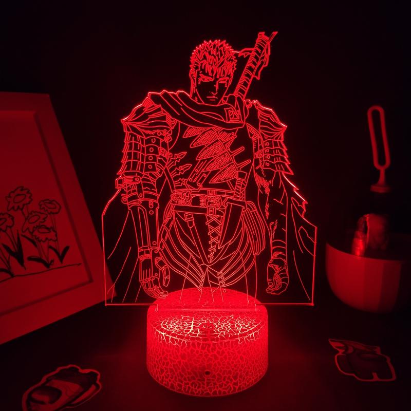 Berserk Anime Guts LED Lamp - 3D Night Light with Touch Sensor, Color Changing RGB Light for Kids Bedroom, Bedside Decor - Home Improvement Novelty Lighting
