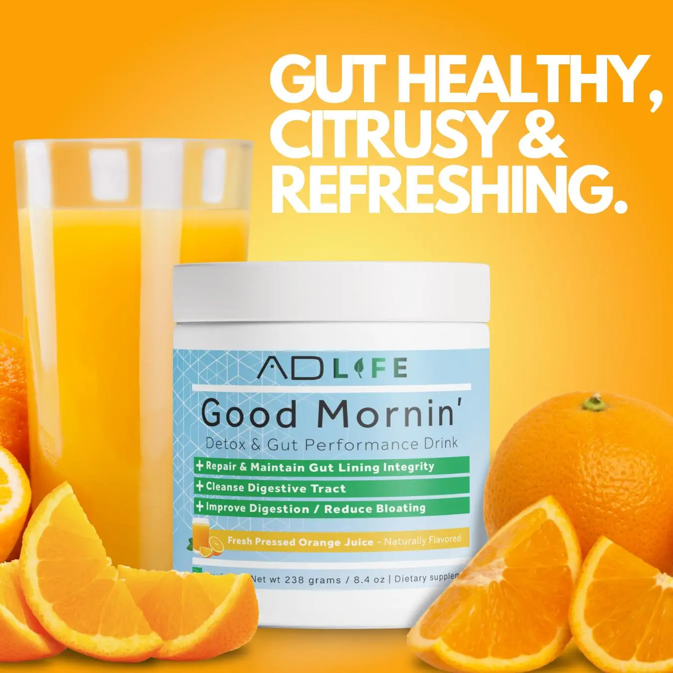 AD LIFE Good Mornin' Gut Detox & Digestion Support Powder with Apple Cider Vineg...