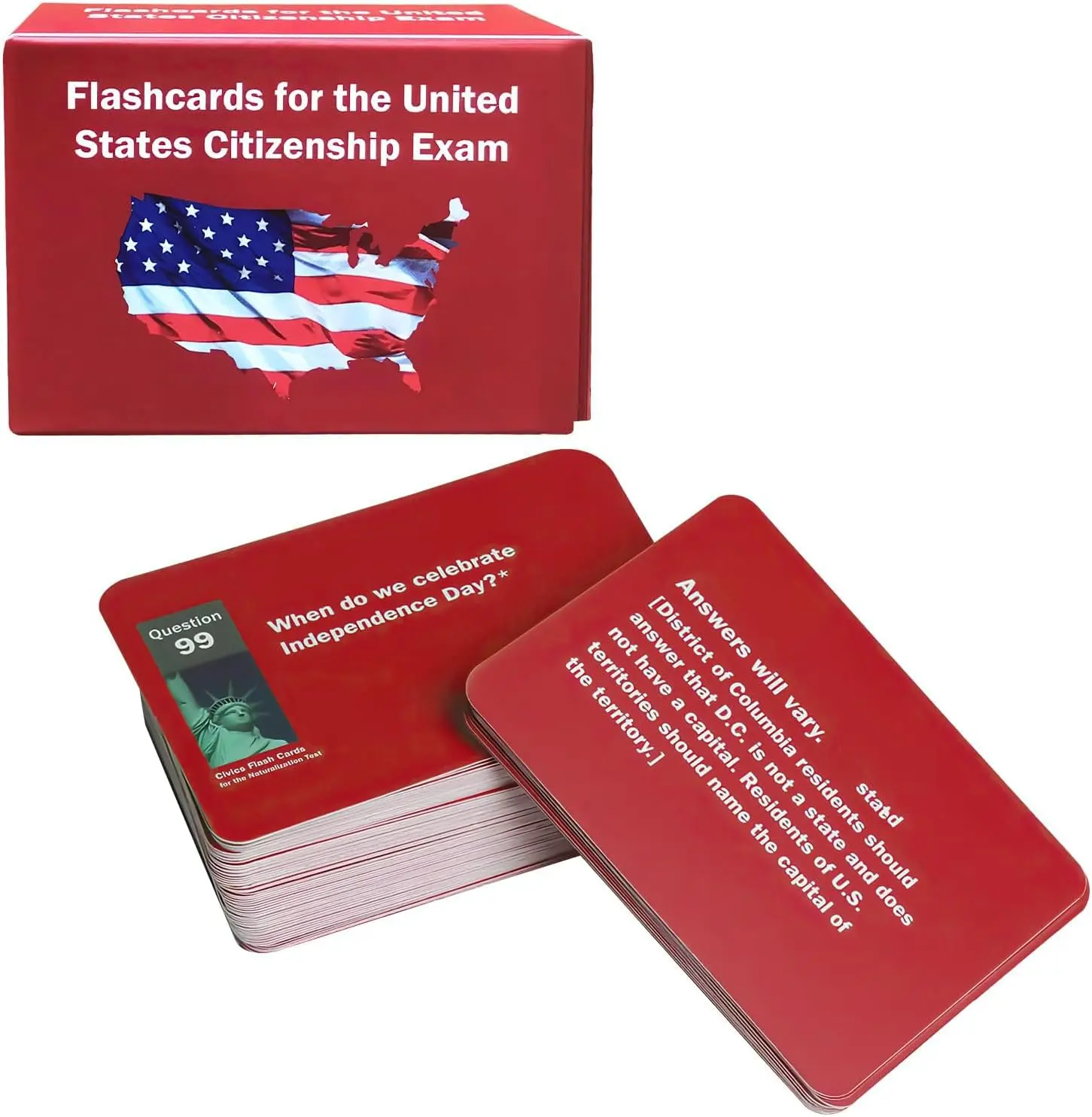 Portable Bilingual Language Flashcard Deck for 2026 US Citizenship Test Prep - 100 USCIS Questions & Answers, Educational USCIS Answers Study Tool
