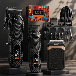 LQT Men's 3-Piece Professional Cordless Grooming Kit - Men's Personal Gadgets, Hair Clipper, Beard Trimmer, Foil Shaver, 2000mAh Rechargeable Carbon Tool for Daily Facial & Abs Grooming, Durable,clavicular nose shaper