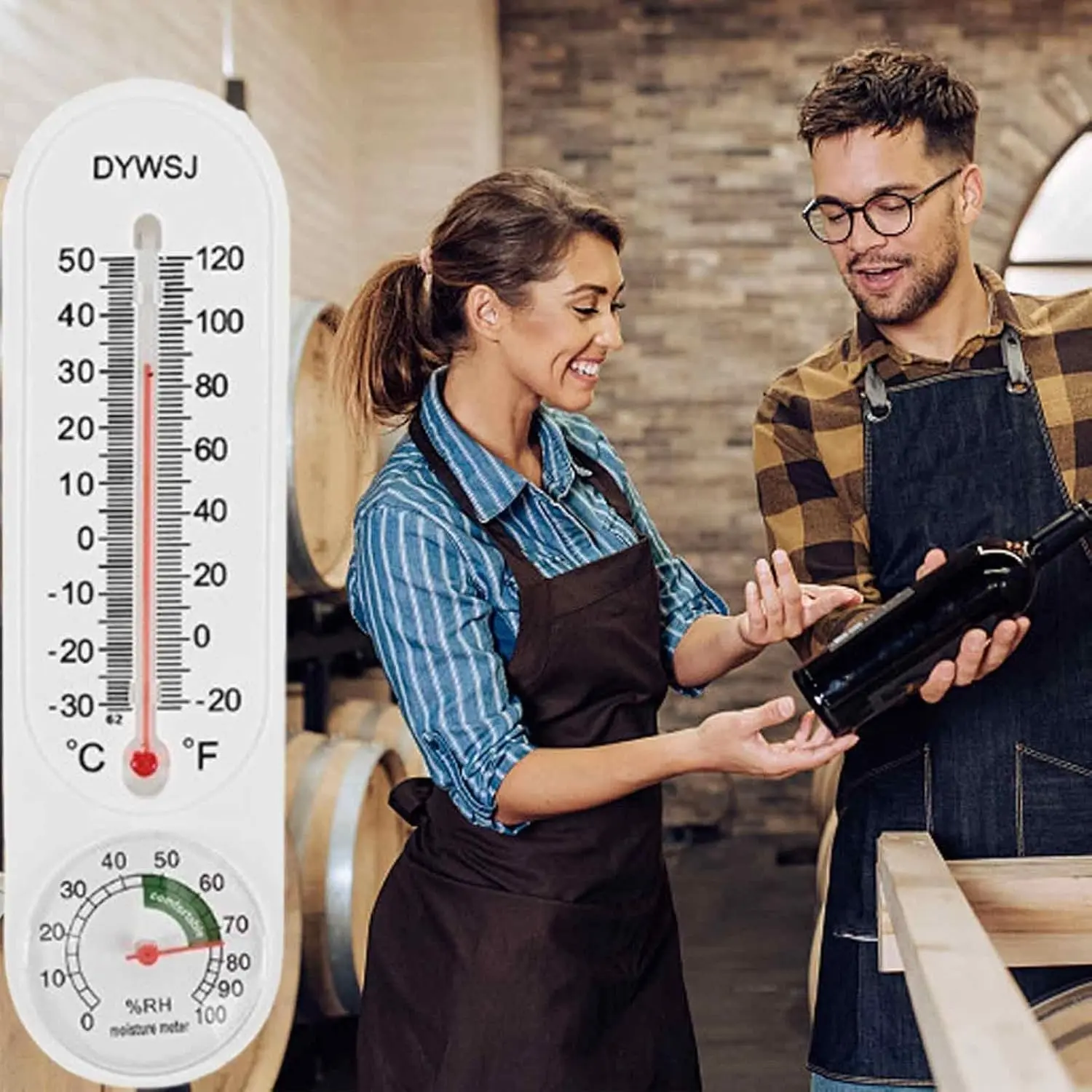 1 indoor and outdoor temperature and humidity meter, made of plastic material, suitable for greenhouse and home environments, multifunctional household thermometer