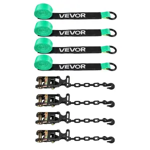 Wheel Chock Tie-Down Kit, Tire-Tow Dolly Strap, Car Tie Down Kit with Heavy-Duty Hook, Break Strength 10009 lbs Working Load 3333 lbs Motorcycle Tie-Down System with O-Ring for ATV, SUV