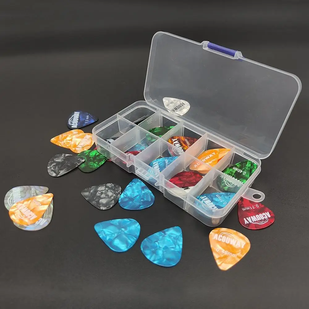 Multicolor Guitar Picks with Storage Box, 30pcs/set Durable Guitar Picks with Storage Case, Guitar Accessories, Christmas Gift