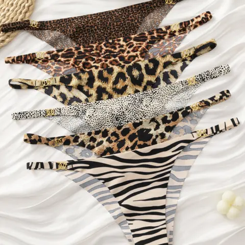 Ice Silk Seamless Women's Underwear, Lingerie Panties, Sexy Leopard Zebra Print Thong, Low Waist Breathable Quick-Dry Plus Size Sports Panties, Invisible Comfort