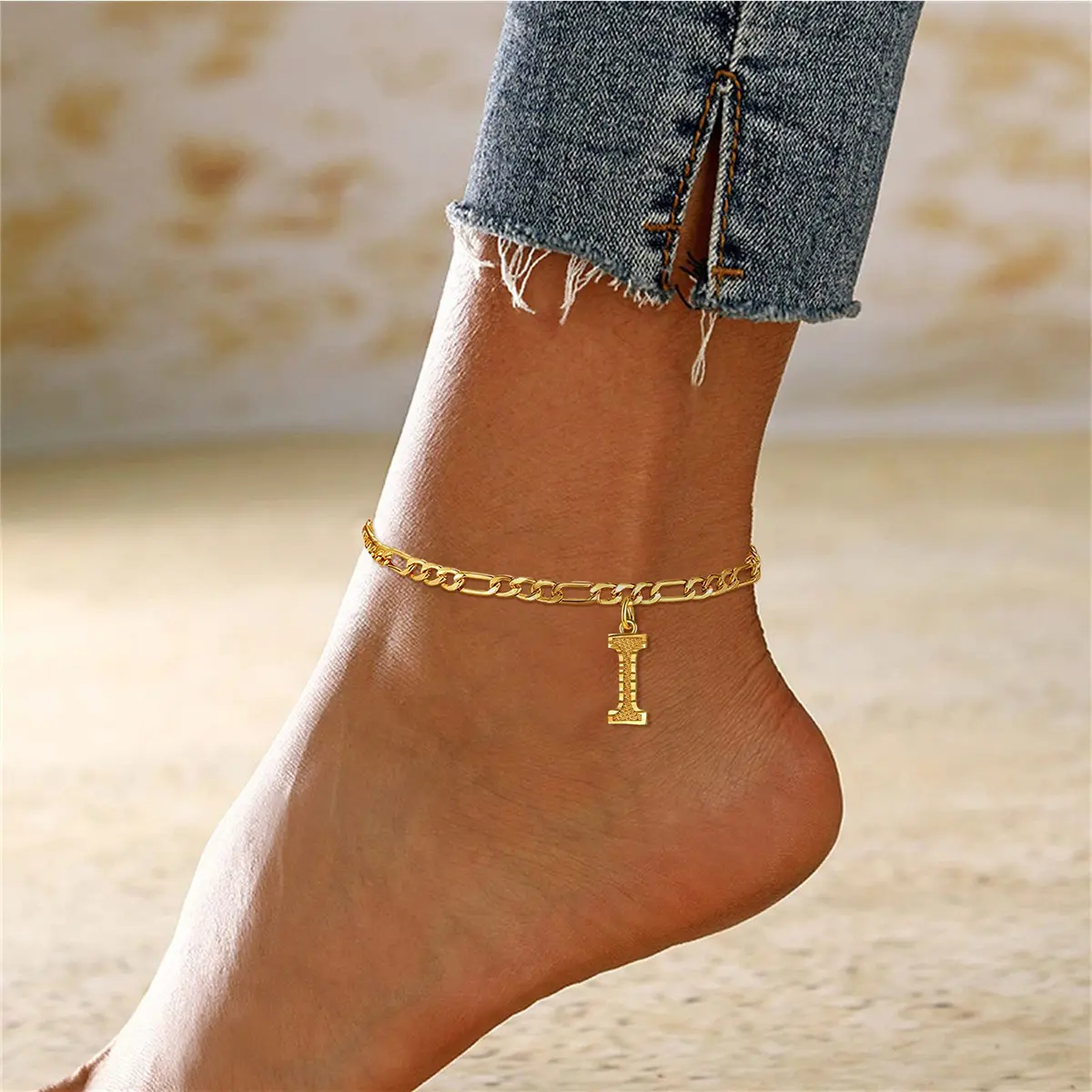 Men's women's fashion hip hop initials ankletpersonalized letters Miami Cuban ankletmen's and women's punk party jewelry bracelet
