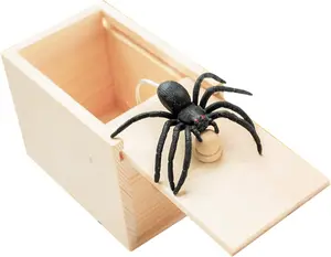 Rubber Spider Trick Box, Handmade Wooden Trick Surprise Box Spider Hidden in One Box Trick Toys for Adults and Children Pranks for Adults Stuff