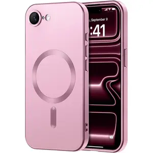Magnetic for iPhone 16e SE4 7 8 SE2/SE3 7Plus 8Plus Cellphone Case [Compatible with Magsafe] [Full Camera Protection] Cute Slim Shockproof Protective Bumper Soft Silicone Matte Metallic Lustre Phone Case