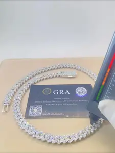 Chilled Custom Cuban Chain Pass Diamond Tester 14mm Personalized Custom Diamond Set Chain Chilled Hip Hop vvvs Silica Cuban Chain Necklace Shine Hip Hop Culture Jewelry