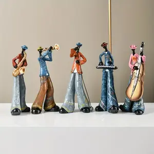 Creative Retro Band Art Sculpture Musician Figure, Living Room Shelf TV Cabinet Wine Rack Decor, Perfect Birthday Party Gift and Home Decoration