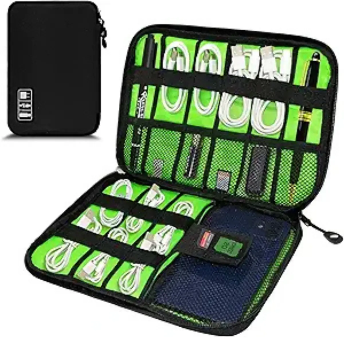Electronics Organizer,Travel Cord Organizer Pouch, Portable Cable Organizer Bags,Travel Electronic Accessories Storage Case for Cables, Cords, Charger, Phone (Black)