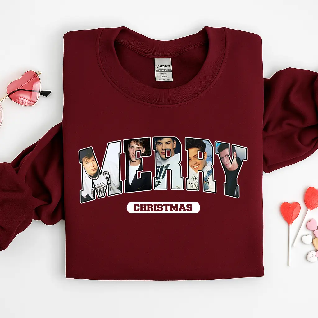 New Kids on the Block Merry Merry Christmas Sweatshirt,  NKOTB Fan Shirt, Band Boys Tee, NKOTB Concert T-shirt