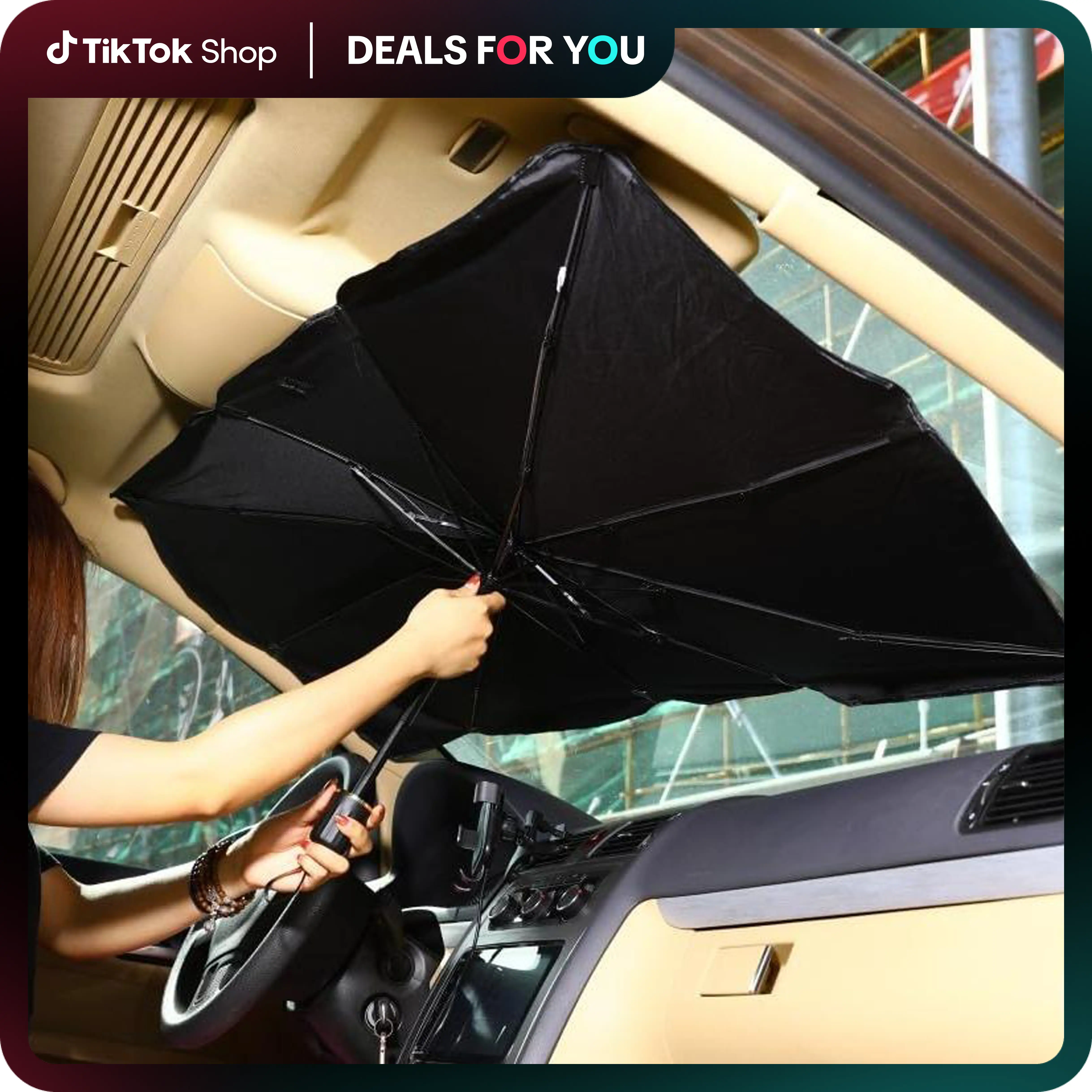 Compact - Fold Anti - UV Windshield Sunshade, Multipurpose Car Front Window Heat Protective Umbrella for Sedan SUVs, Automotive Exterior Accessories f