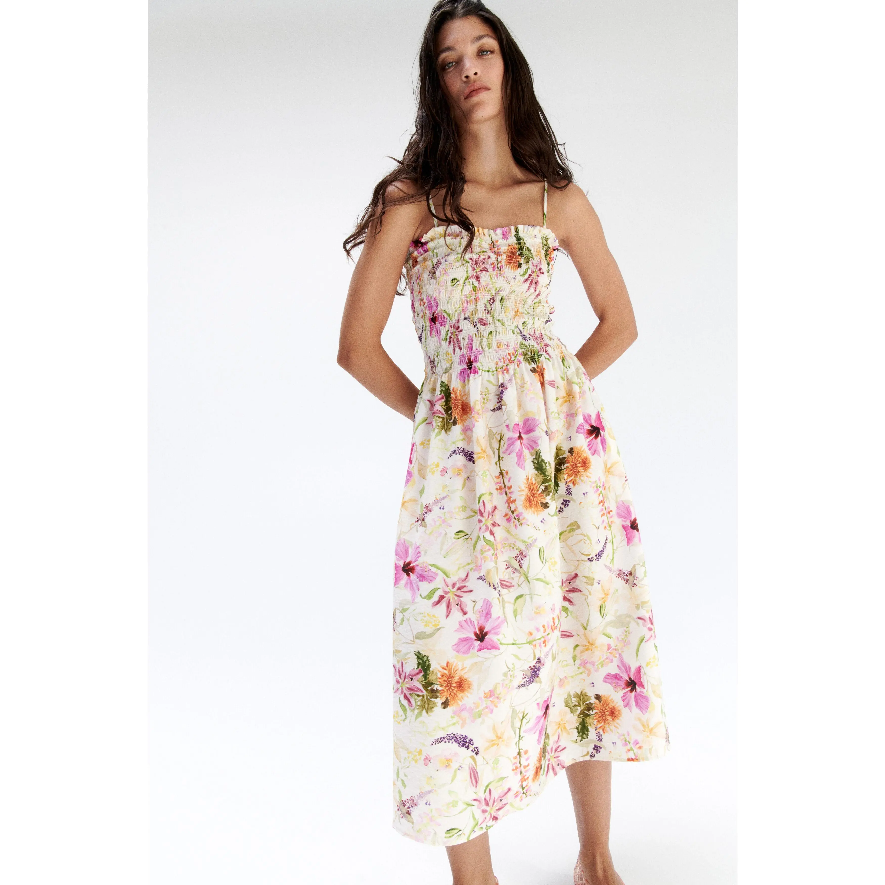 H&M Smocked-bodice strappy dress