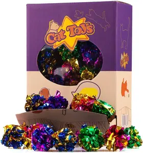 45 count 1.6'' Mylar Balls   Shiny Crinkle Ball Kitten Crackle Lightweight Play Assorted Color