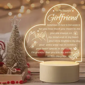 Afterprints Engraved "I Love You" Night Light - Home Decorative Light Gift for Girlfriend, Ideal for Birthday, Anniversary, Festive Occasions