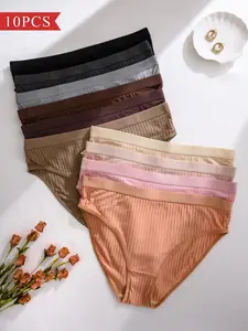 [Plus Size] Solid Color Briefs, Soft Comfy Breathable Panty for Daily Wear, Women's Underwear for All Seasons, Casual Soft Panties