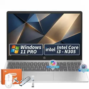 HP 15.6" FHD Laptop, Intel i3-N305, 8GB RAM, 256GB SSD, FR ID, Silver | Laptop for Students and Business, 15.6" FHD IPS Micro-Edge Anti Glare Display, Fingerprint Reader, WIN 11 Pro