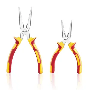 fathersdaygift VEVOR 2-Piece Needle Nose Pliers, 8 in Long Needle Nose Plier and 6 in Small Needle Nose Plier, 45 Steel and TPR Handle, for Wire Wrapping, Handmade Craft, Jewelry Making Supplies, Repairing