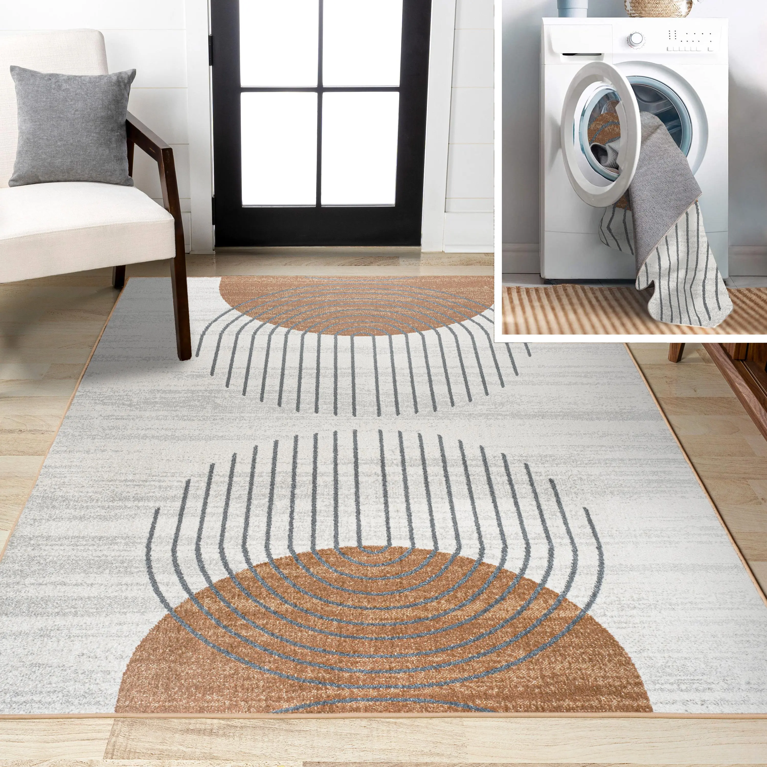 JONATHAN Y Kallax Geometric Modern Low-Pile Machine-Washable Indoor Area Rug - Contemporary Decorative Home Decor Modern Abstract Rug for Living Room, Bedroom, Contemporary Decorative Rug