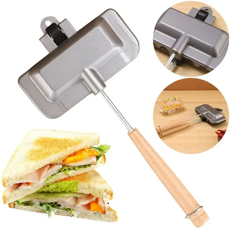 Removable Sandwich Baking Tray Kitchen Double SidedSkillet Toast Bread Baking Pan Cookware Thermal Aluminium