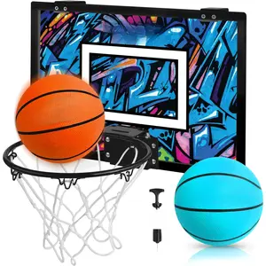 Over the Door Mini Basketball Hoop: 18x12 Shatterproof Backboard, 2 Mini Basketballs, and Hand Pump Included- Ultimate Indoor Basketball Accessory for  and Adults, No Tools Required