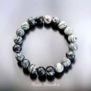 Black Spider Web Jasper Bracelet - High-Quality All-Natural