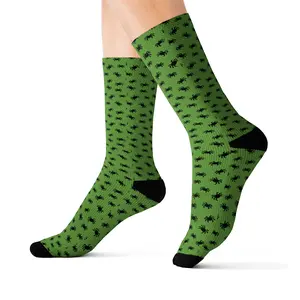 Shadows and Lace Boutique Green Gothic Spider Socks for Women, All Seasons