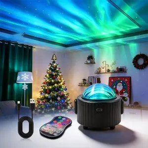 16 Color change along with the rhythm of the music,2 Scene - Ocean Wave & 3D Water Ripple Projector Light,Star Projector with Remote Control for Bedroom Decoration, Party,Star Night Light Romantic Mood Lighting Effects Christmas Birthday Lighting