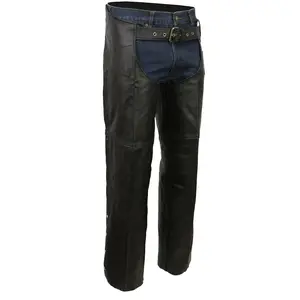 Event Leather Premium Black Leather Motorcycle Chaps for Men - Premium Leather Riding Chaps |EL11X