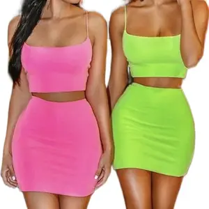 2 piece neon skirt set