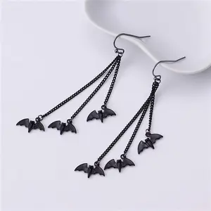 Black Bat Goth Dangle Earrings