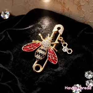 Elegant Rhinestone Bee Brooch Pin, Unique Design Lapel Pin for Suits & Sweaters, Fashion Accessory for Women & Men, Men Accessories