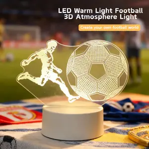 Single Color Warm Light Soccer Ball 3D Night Lamp, USB Powered Switch, Home Bedroom Party Christmas Birthday Decoration, Party Lighting Decoration, Ideal Gift