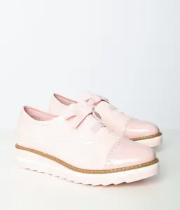 Blush Patent Leatherette Oxford Shoes
