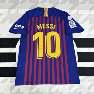 18-19 Season Home Red and Blue Short-Sleeve No. 10 Messi Football Jersey
