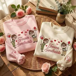 EMBROIDERED couple Sweatshirt, Couple Valentine Sweater, Movie Couples Crewneck, Sweetheart Sweater, holiday trendy