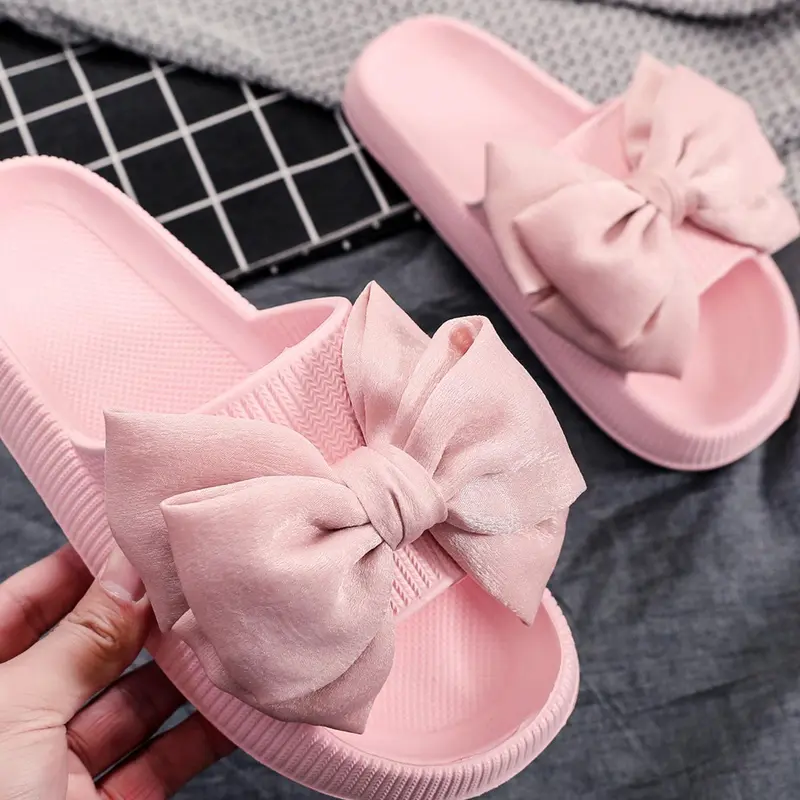 Summer New Thick Sole Anti-Slip Non Slip Design Comfortable Slippers, Casual Eva Material, Butterfly Knot Design, Ideal for Home, Beach, Bathroom