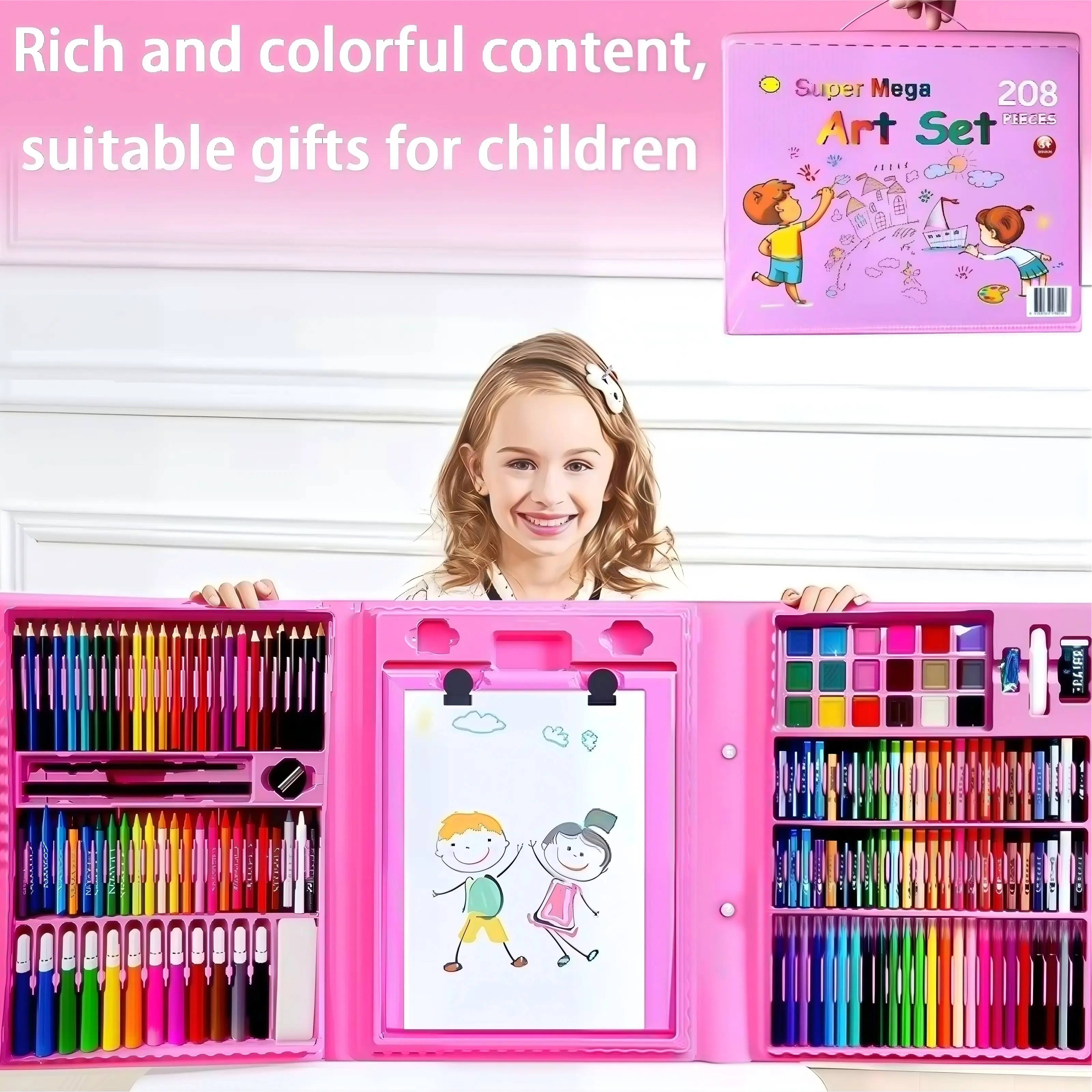 Teeny Baby 208pcs Super Large Art Set, Colorful Art Supplies for Kids, Perfect Gift for Children, valentines day gifts for kids, Creative Art Kit for Kids