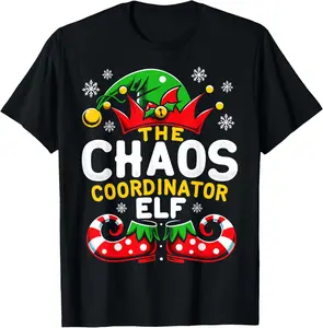 100% Cotton Christmas Chaos Coordinator Elf Xmas Family T-Shirt