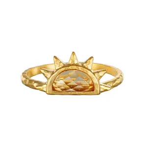 Satya Jewelry Reclaim Joy Citrine Sun Ring- 18KT Gold Plated Brass- One Year Warranty