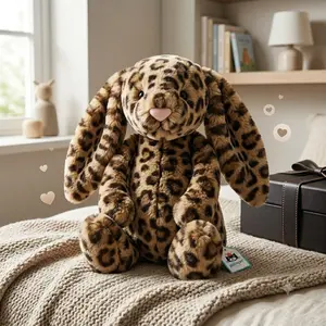 Jellycat Cobblehop Bunny Ruby Leopard Plush with Dust Bag, Rare Spotted Bunny Stuffed Animal, Collector Gift, NWT US Stock