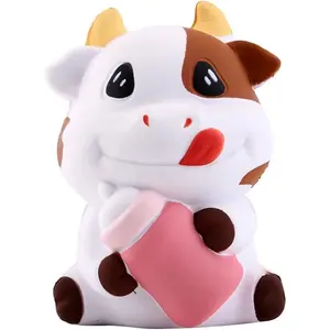 Anboor 3.1 Inches Squishies Cow Kawaii Milk Bottle Soft Slow Rising Scented Animal Squishies Stress Relief Kid Squeeze Toys