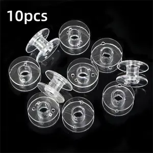 10pcs Transparent Spool for Sewing Machine, Household Transparent Plastic Bobbin, Durable and Reliable Thread Organizer, Sewing Accessories