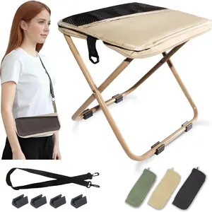 Foldable Lightweight Stool with Shoulder Carry Bag - Portable Outdoor Chair for Fishing, Camping, Hiking, Travel, Picnic & Queueing, Durable Steel Frame, Easy to Store, Ideal for All Occasions
