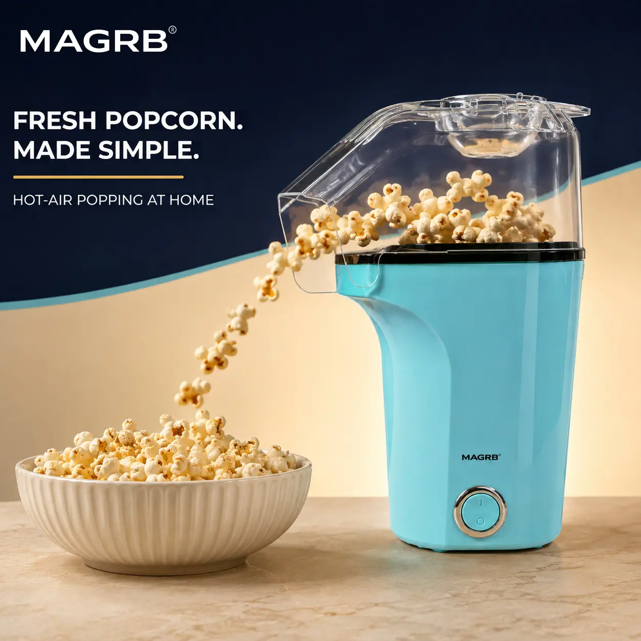 MAGRB 1400W Hot Air Popcorn Popper – Oil-Free Healthy Popcorn Maker Machine with 4.5 Quart Large Capacity, 2-Minute Fast Electric Popcorn Machine for Movie Night, Party, Snack