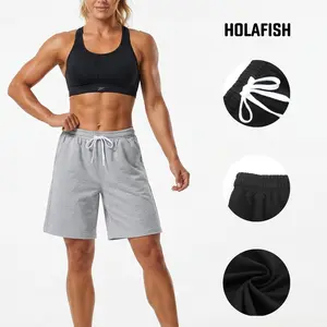 Holafish Women's Sweat Shorts with Pockets Breathable Cotton Shortsy Drawstring Summer Workout Casual Lounge Shorts