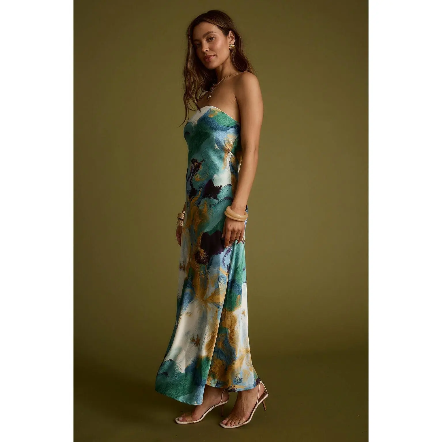 Natalia Blue and Gold Watercolor Strapless Maxi Dress - TikTok Shop Natalia Blue and Gold Watercolor Strapless Maxi Dress - TikTok Shop