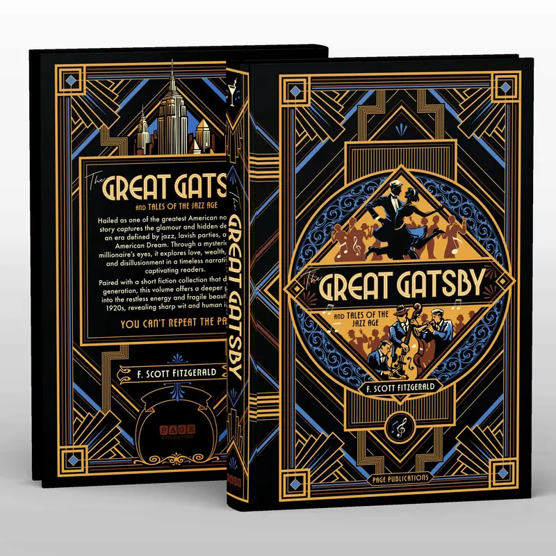 Fitzgerald Unique Dual Classic Set - The Great Gatsby + Jazz Age English Hardcover Collector's Books, Visual Foil-Accent Shine, Debossed Cover, 3-Color Foil Art, Literature Fans Decor