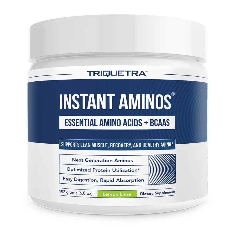Triquetra Health Instant Aminos | EAA + BCAA – 10 Essential Amino Acids Supplement – Rapid Absorption, Zero Digestion – Supports Muscle Health & Aging – 321% DIAAS Protein Score – Lemon Lime (30 Servings) Lean Healthcare