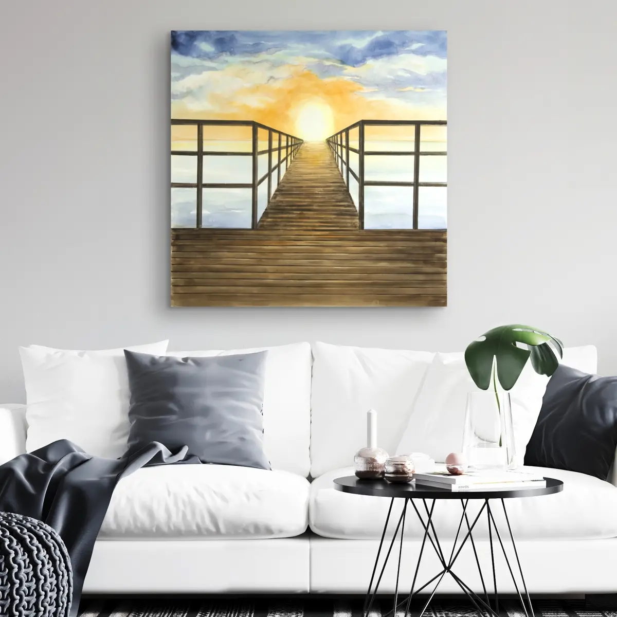 360 Stand Vibrant Sunsets Marine Scene Artistic Print, 32x32 in. - Colorful Style Artwork, Home Decor Products, Home Aesthetic Bedroom Wall Decoration, Coastal Decor